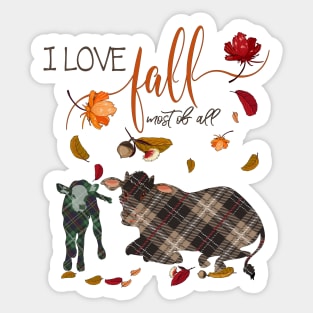 Cow Lovers - I Love Fall Most of All Sticker